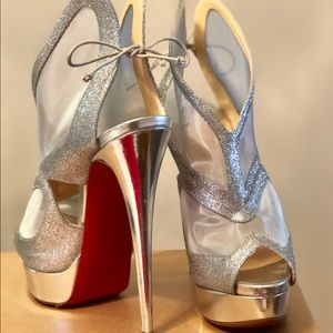 Christian Loubatin farfamesh 150 glitter sandal